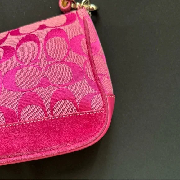 Coach HOT PINK Signature Logo Demi Mini Canvas bag - Picture 14 of 15